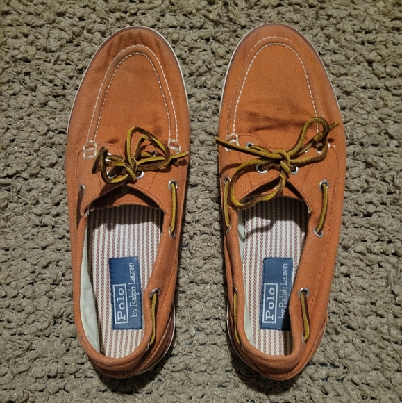 Polo Ralph Lauren Other - Ralph Lauren Polo Red Canvas Sander   Leather Boat Shoes Size 9.5D